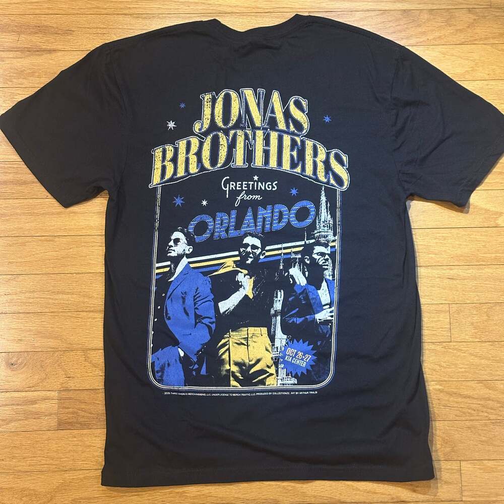 Jonas Brothers Greetings From Your Hometown Orlando FL Tee Black Size Medium